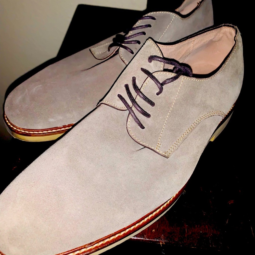 Suede/Leather Gray Men’s Oxfords